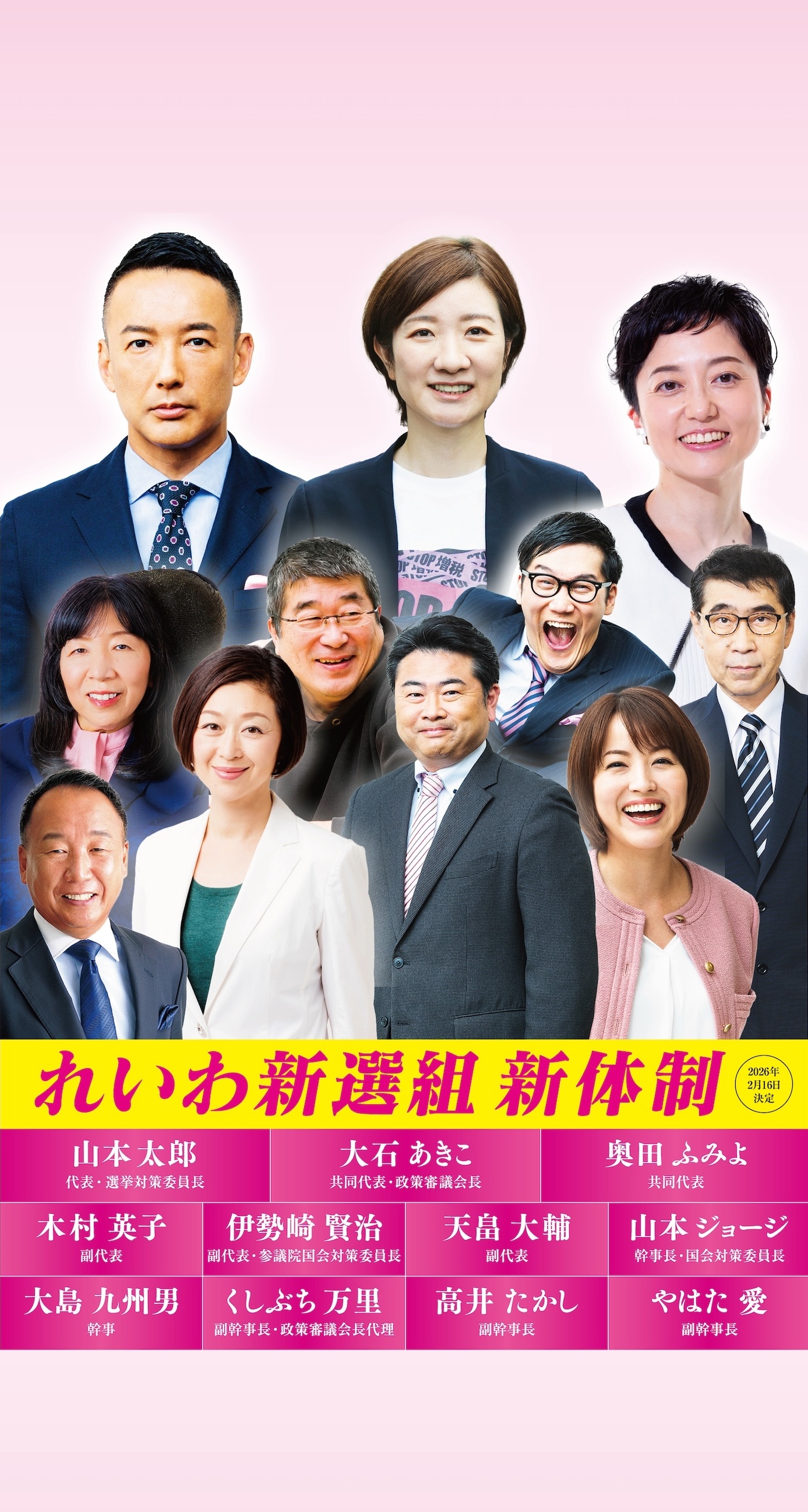 れいわ新選組2026年2月新体制