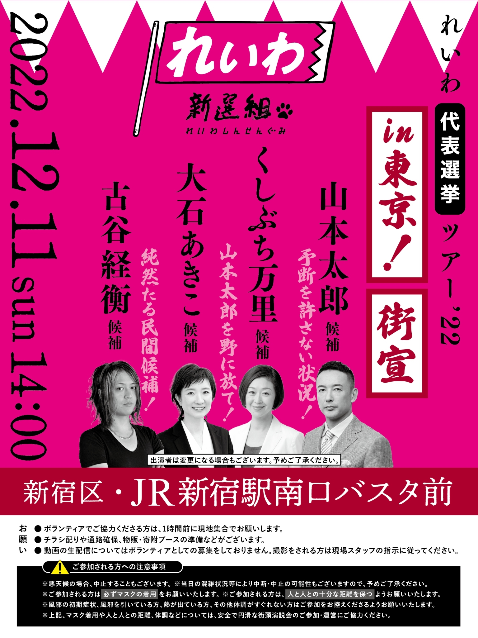 れいわ代表選挙ツアー22 街宣！ in 東京】2022年12月11日（日）14時